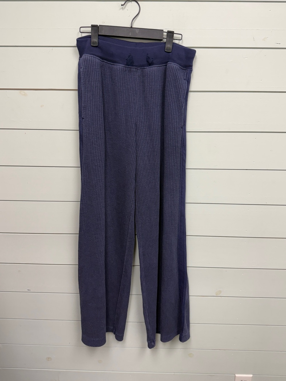 Aerie wide leg waffle knit sweatpants navy blue women's size small